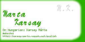 marta karsay business card